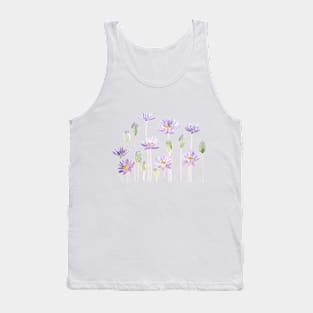 purple waterlily horizontal watercolor Tank Top